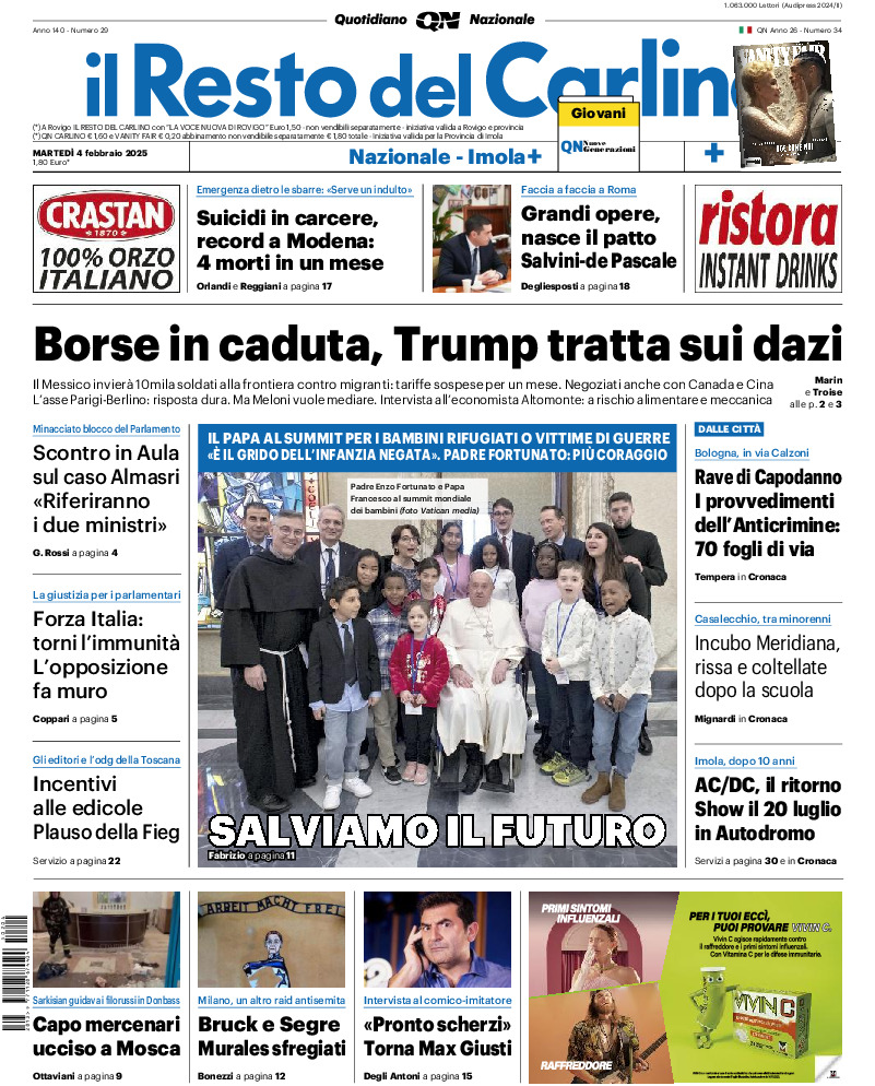 Prima-pagina-il resto del carlino-edizione-di-oggi-20250204